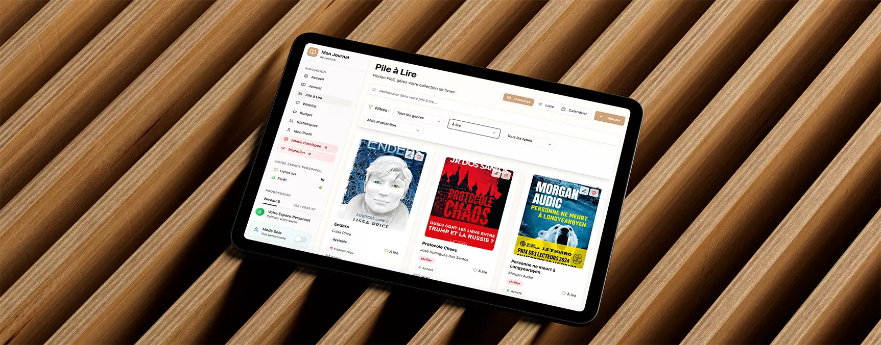 Application de suivi de lecture : Pile à Lire, Wishlist, suivi de budget, statistiques